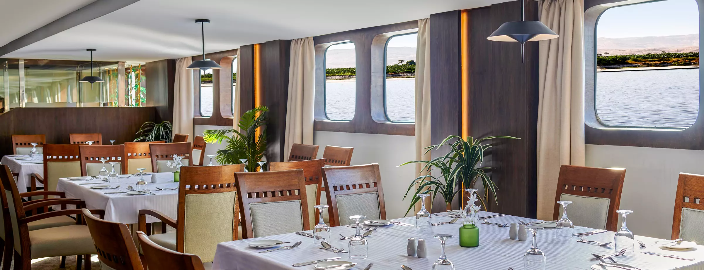Restaurant aboard the Mövenpick MS Royal Lily Nile cruise